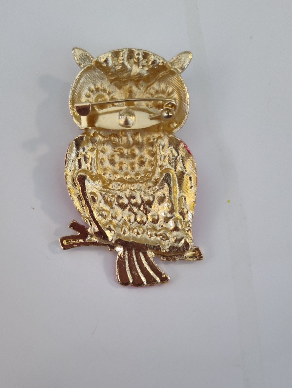 Chloe Accessory Red Rhinestone Owl Brooch 1x2" On A Limb Sparkly New - Picture 4 of 5